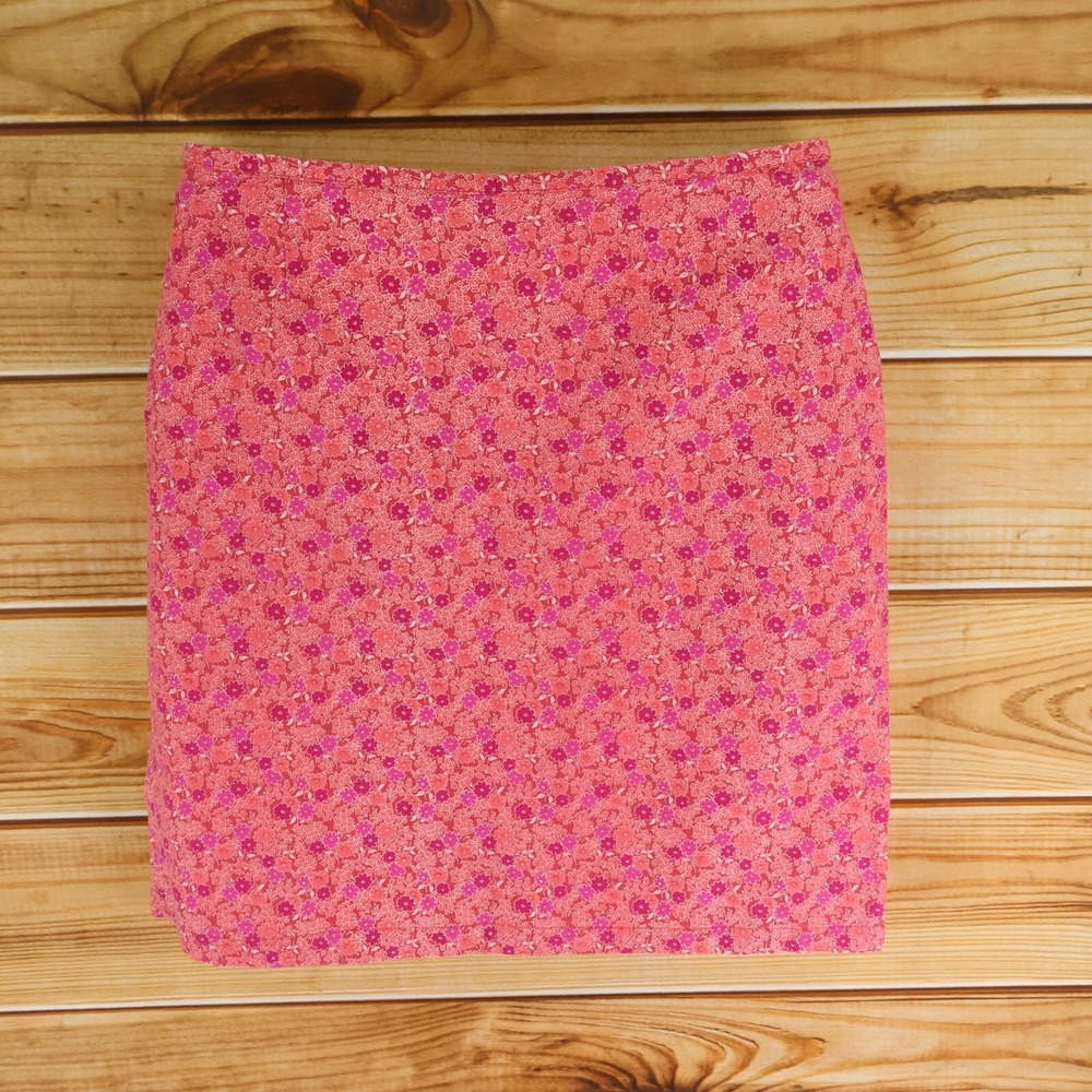 Cherokee Spring Collection Skirt Womens 18 Pink Floral Cotton Blend Knee Length